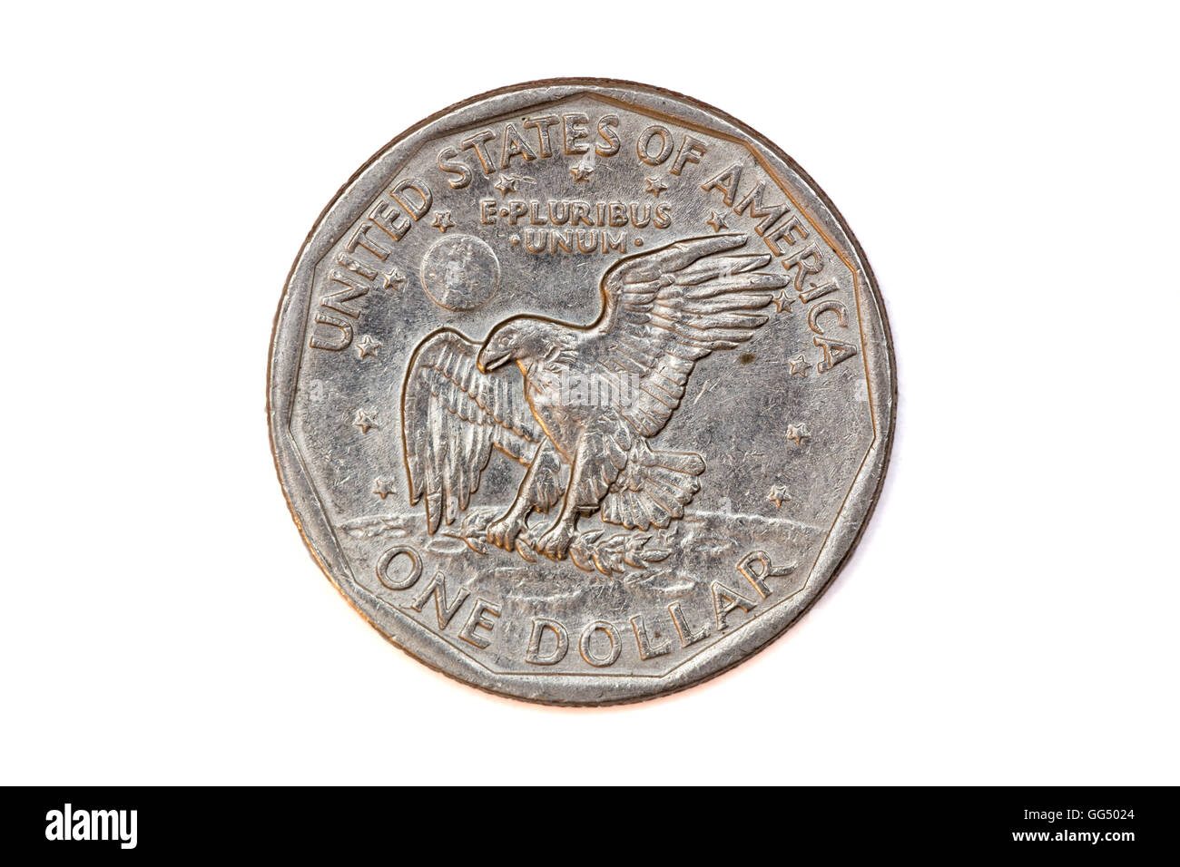 1 Dollar Münze Rückseite Stockfoto