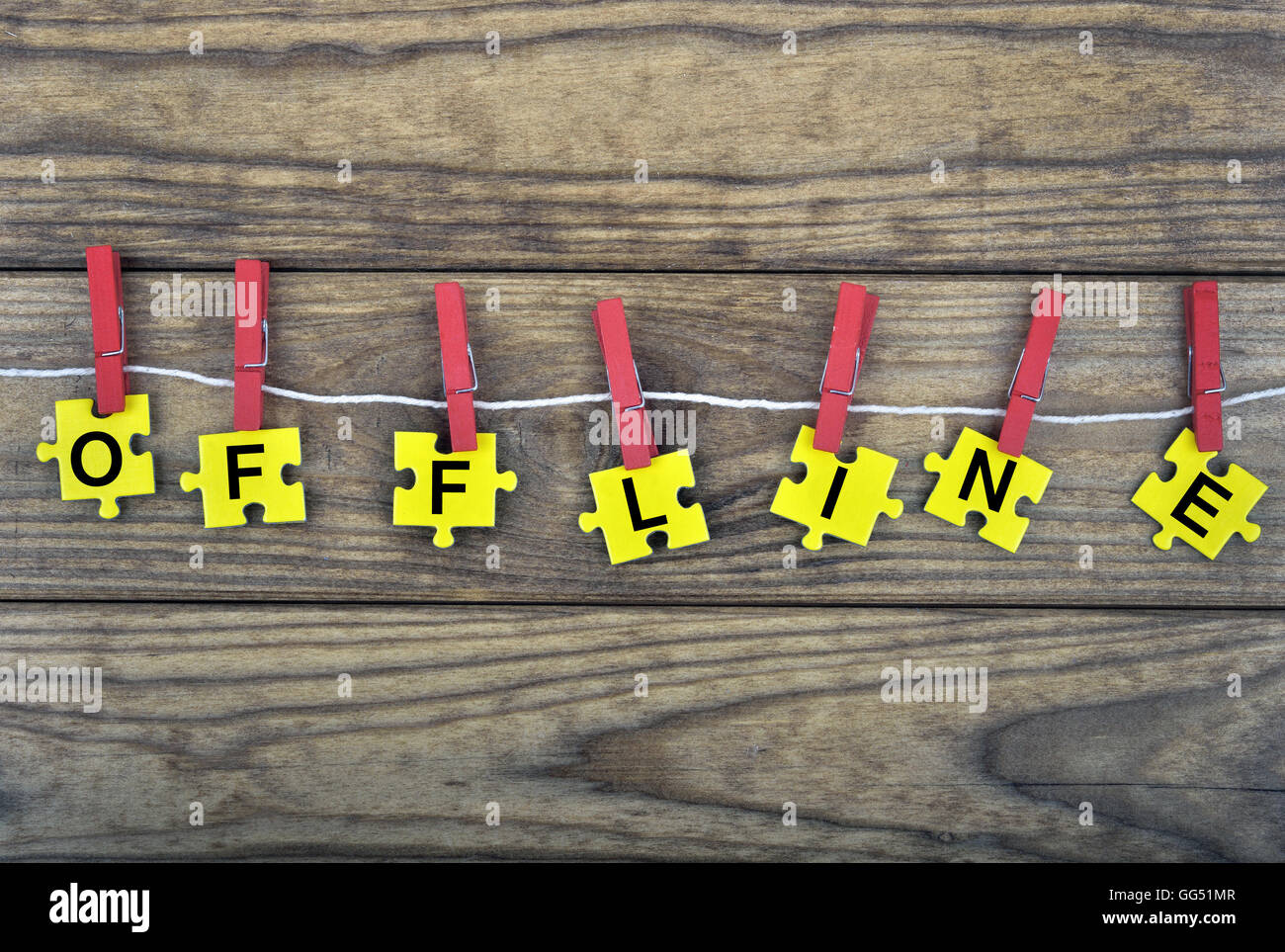 Puzzleteile mit Wort Offline Stockfoto