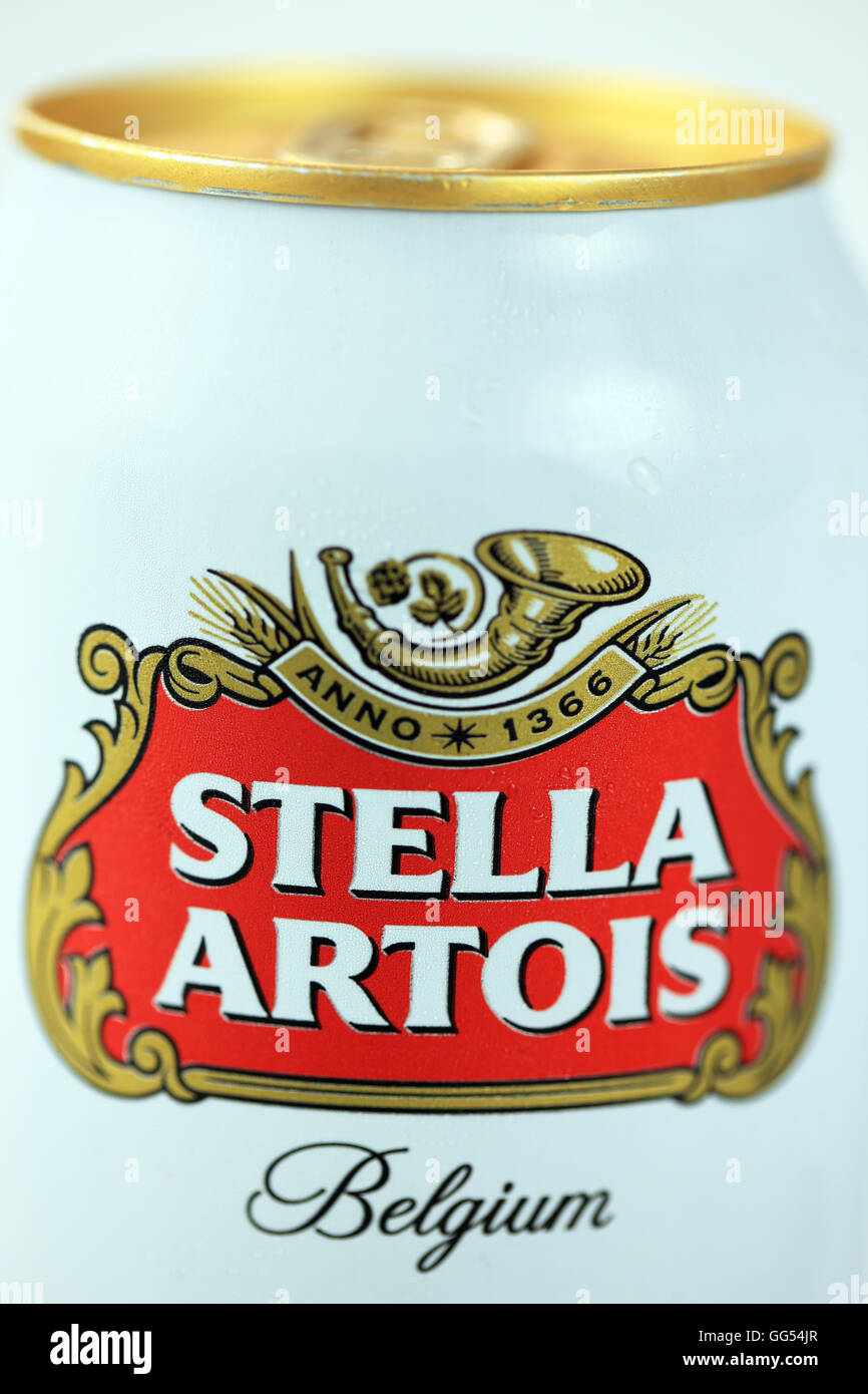 Stella Artois kann hautnah Stockfoto