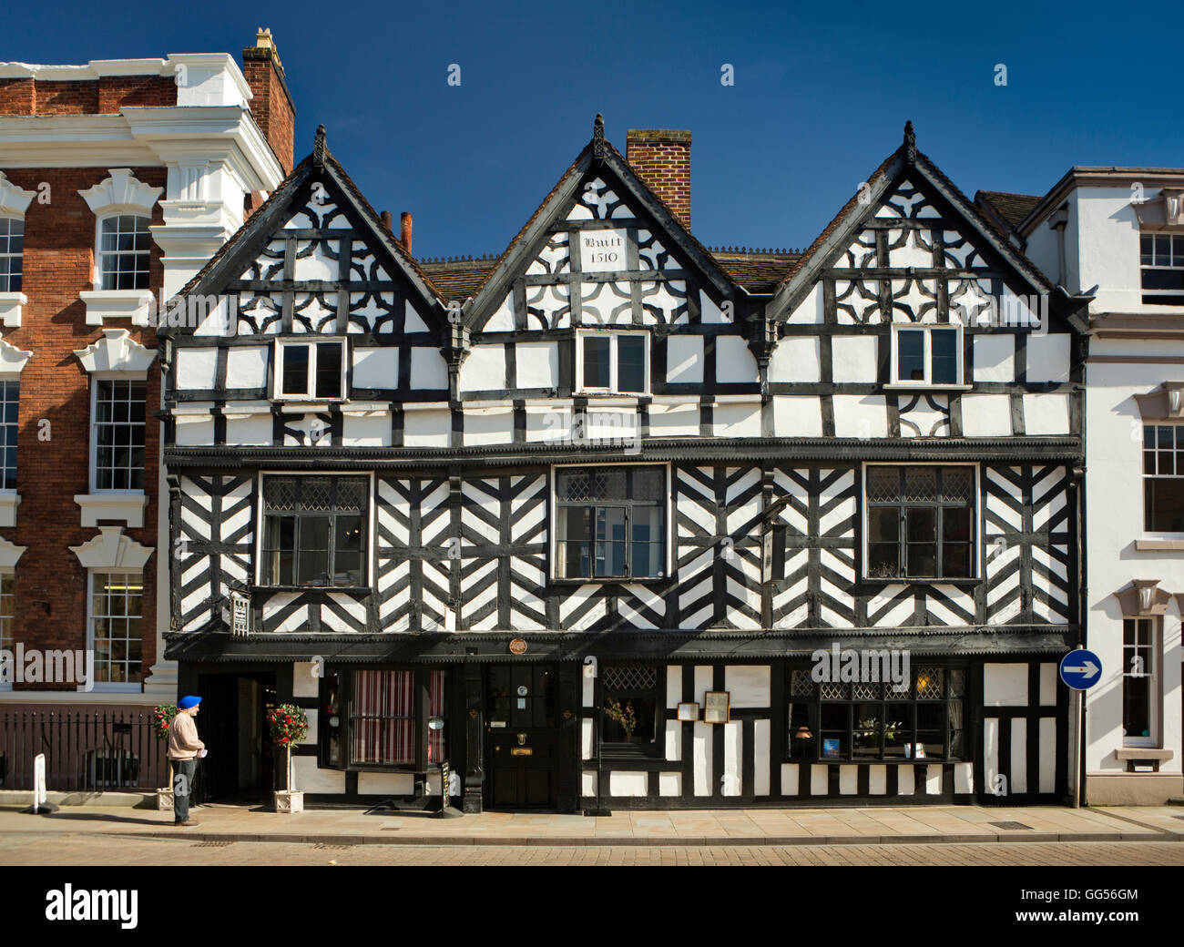 Großbritannien, England, Staffordshire, Lichfield, Bohrung Street, The Tudor, Fachwerk 1510 historische Gebäude Stockfoto