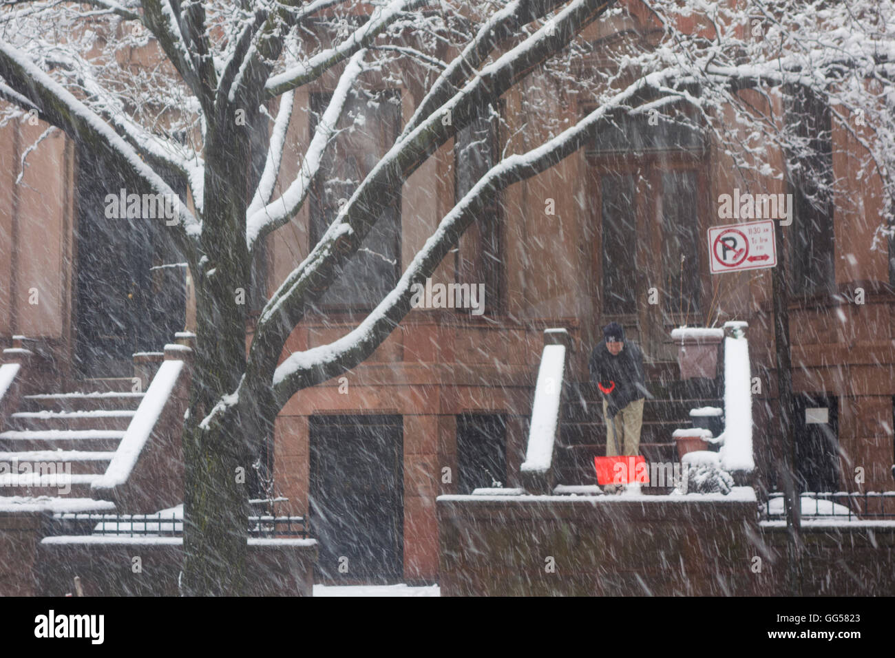 Schneeschaufeln Brooklyn New York City Stockfoto