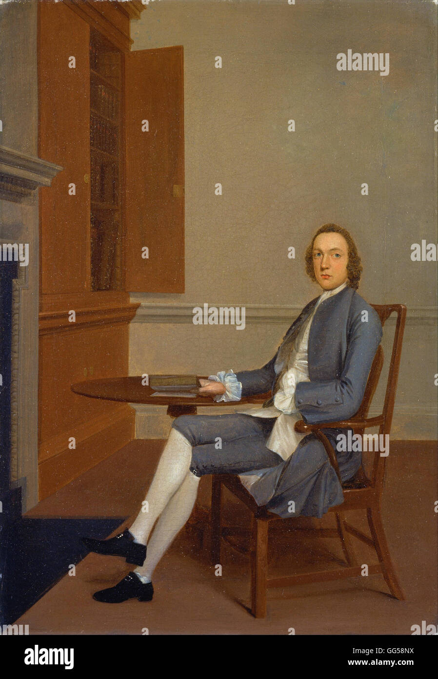 Arthur Devis - ein unbekannter Mann an einem Tisch sitzen Stockfoto