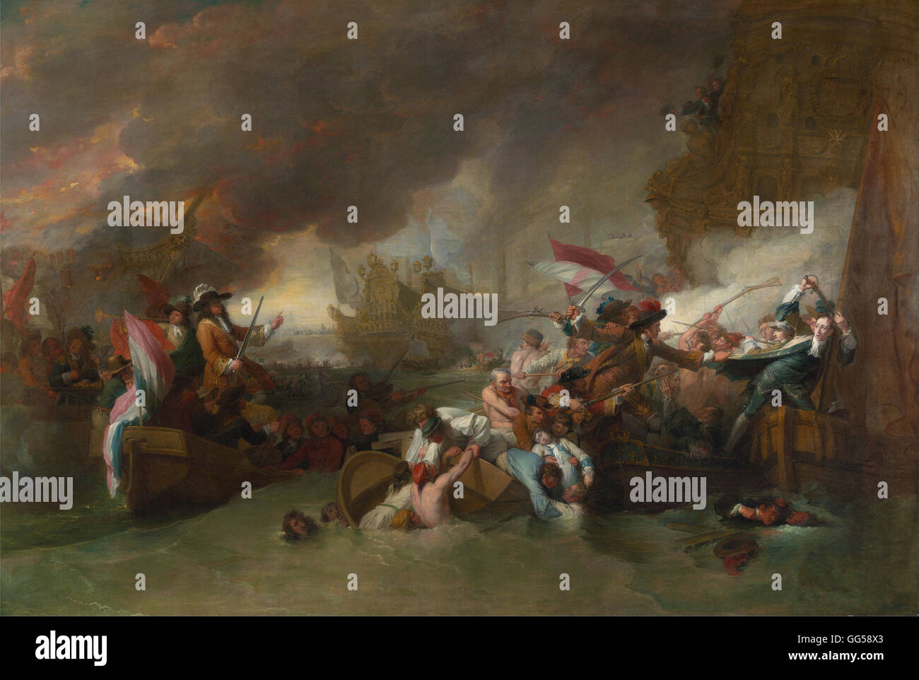 Benjamin West - die Schlacht von La Hogue Stockfoto