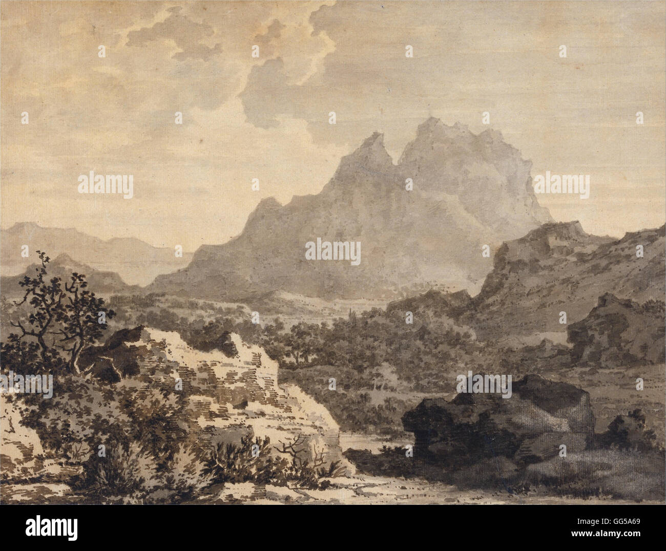 Alexander Cozens - Berglandschaft Stockfoto