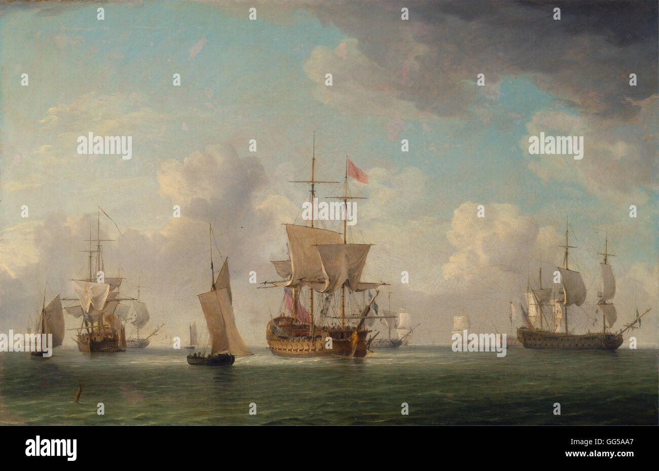 Charles dulden - englische Schiffe unter Segeln in einer ganz leichten Brise Stockfoto