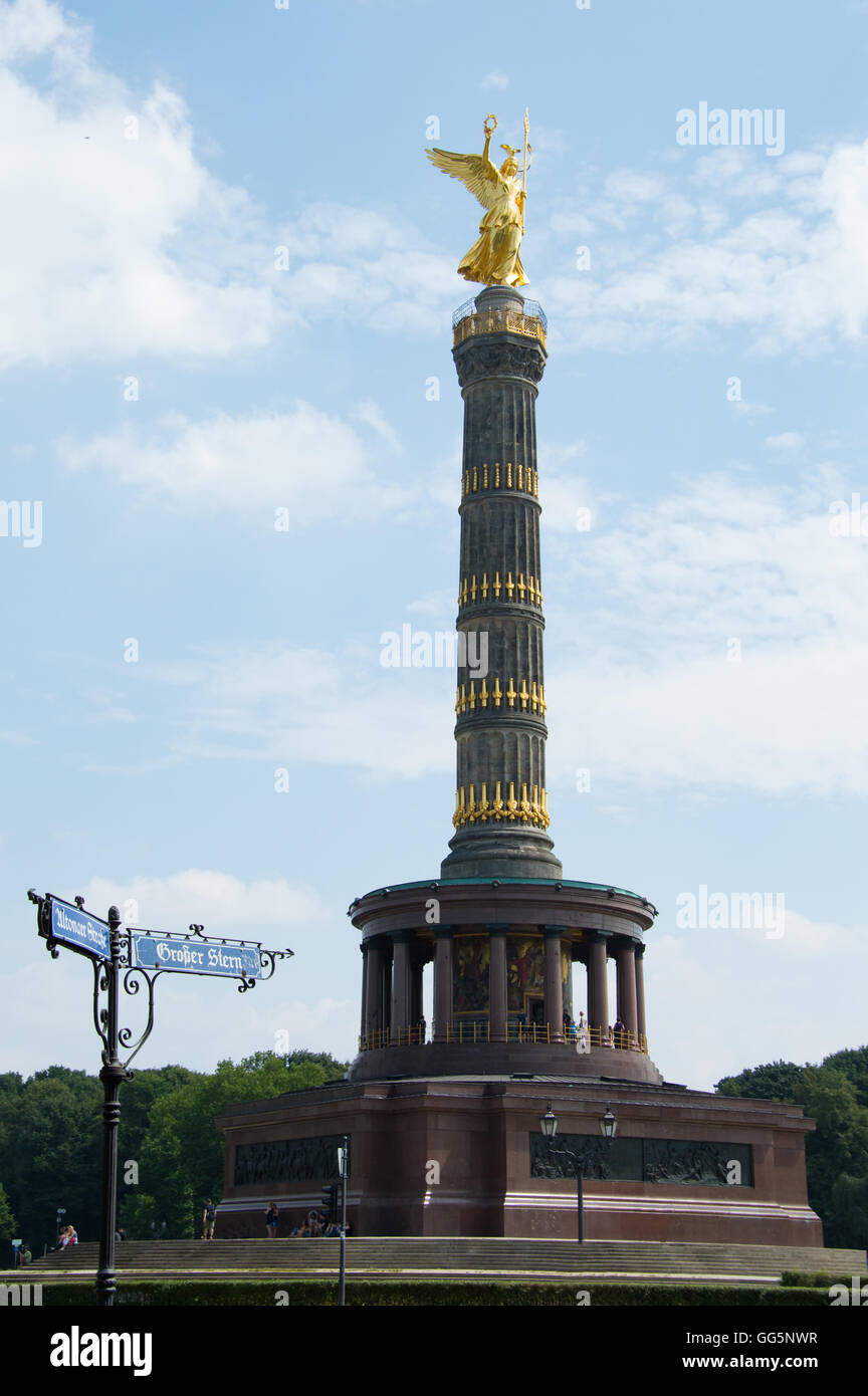 Die Siegessäule ist die Siegessäule befindet sich am Tiergarten in Berlin, Reisen in Deutschland Stockfoto