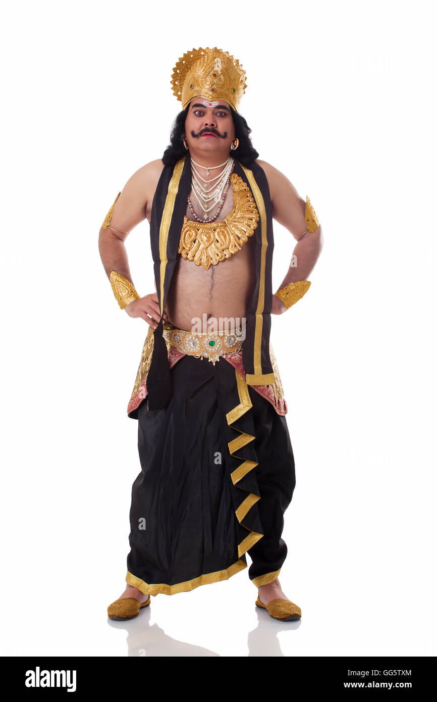 Porträt eines Mannes als Raavan verkleidet Stockfoto