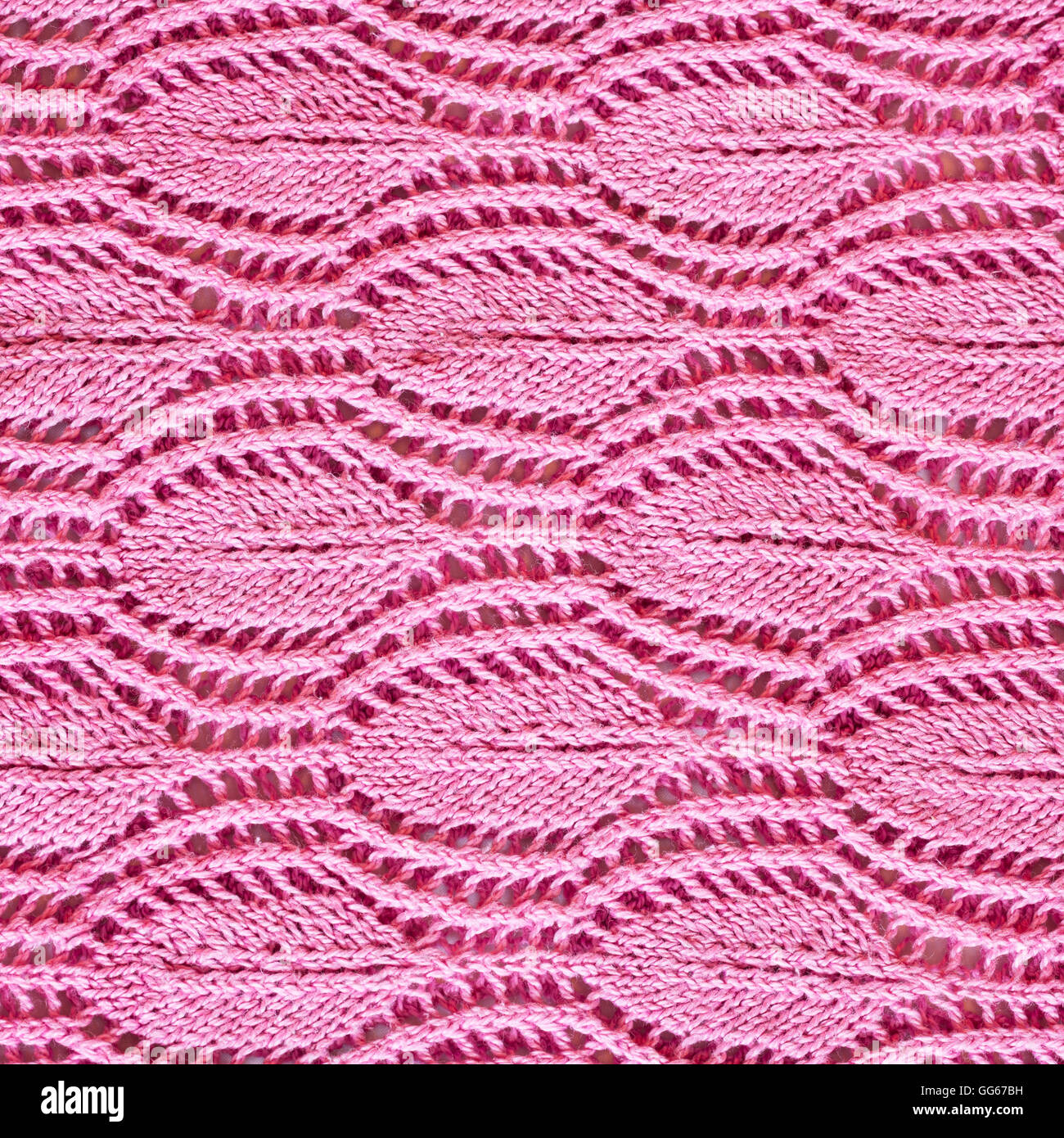 Handgestrickte rosa Muster Nahaufnahme mit Baumwollfaden gestrickt Stockfoto