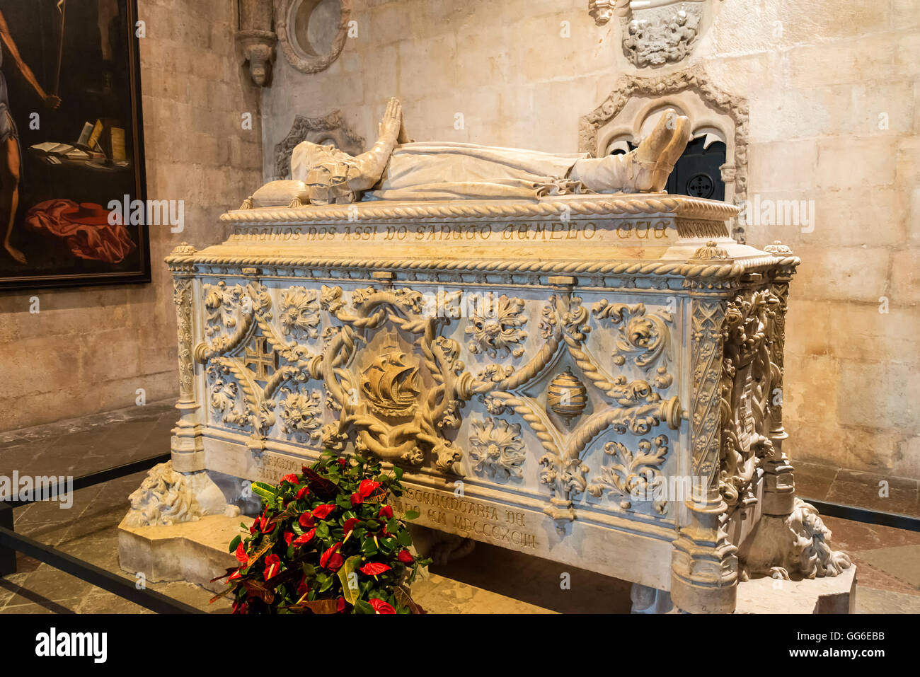 Grab von Vasco da Gama, die Kirche Santa Maria, Mosteiro Dos Jeronimos, UNESCO, Belem, Lissabon, Portugal Stockfoto