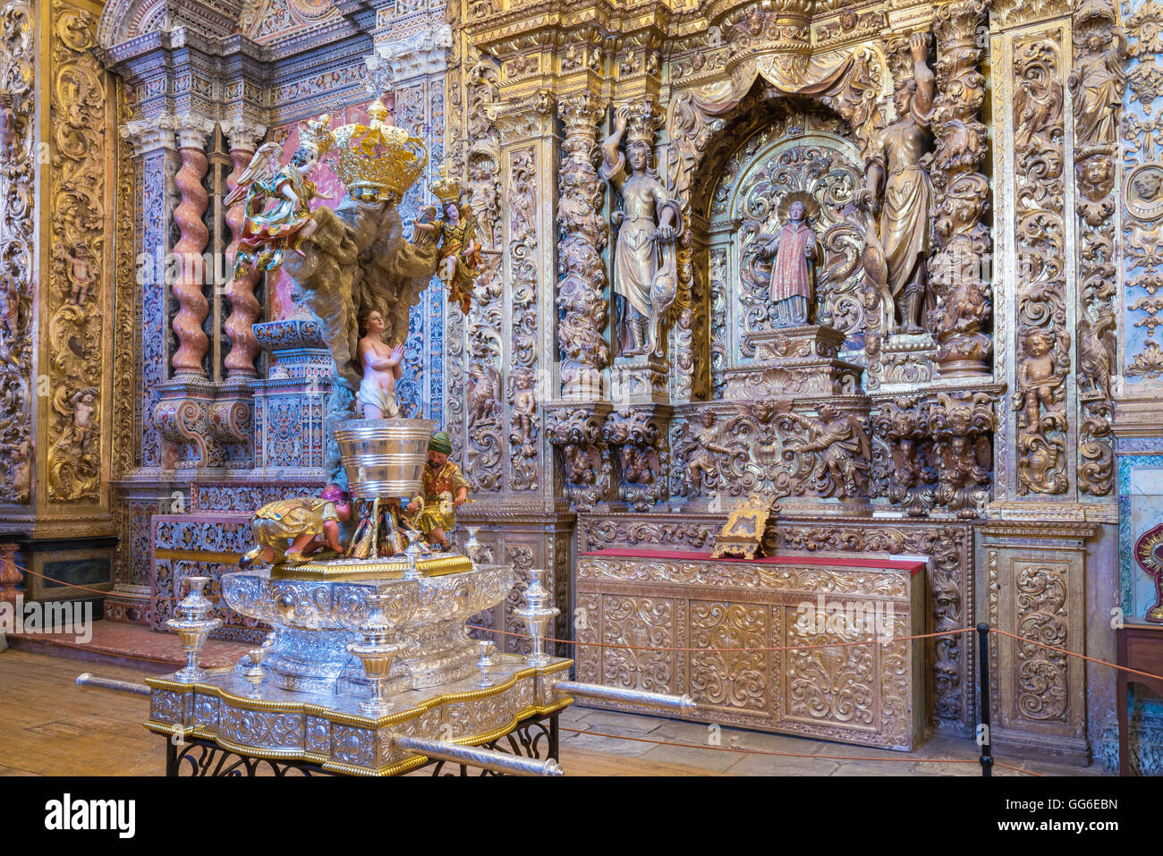 St. Johannes Evangelist-Altar, Convento de Nossa Senhora da Conceição, regionale Museum Dona Leonor, Beja, Alentejo, Portugal Stockfoto