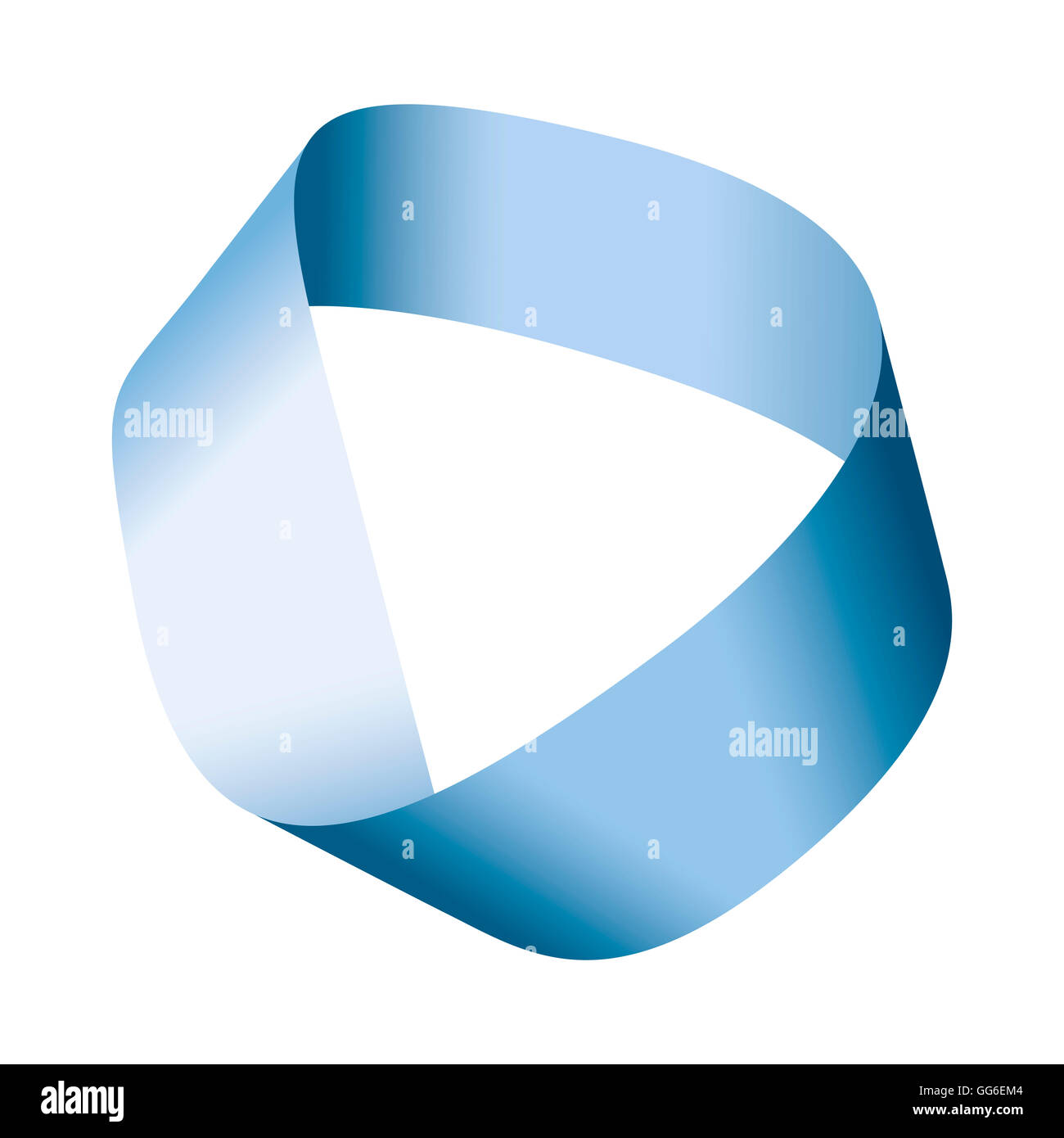 Blaue Möbiusband oder Mobius Band.  Oberfläche mit nur einer Seite und eine Grenze. Mathematisch nicht orientierbar. Stockfoto
