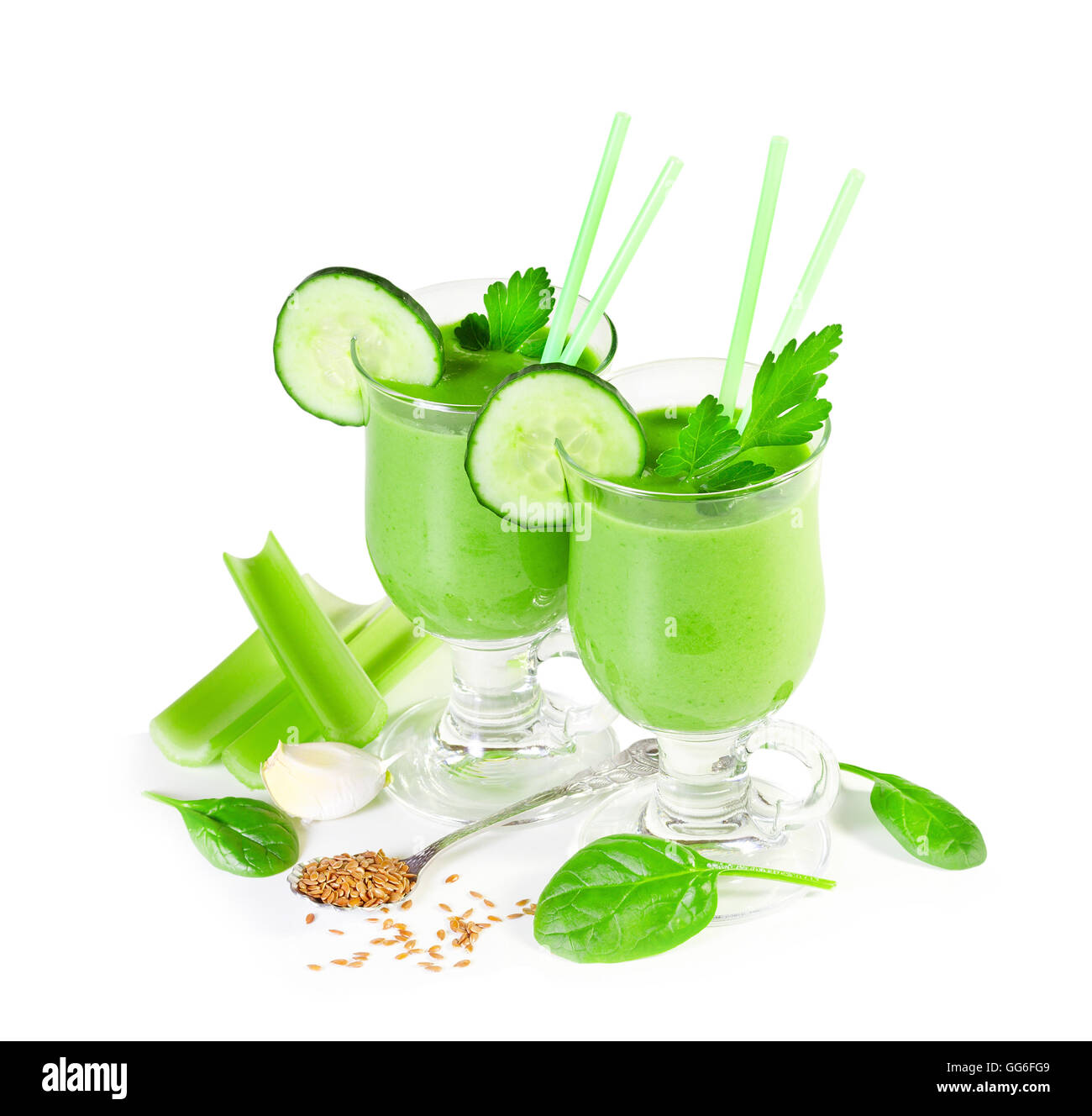 Leckeren Gemüse Smoothie aus grünem Gemüse Stockfoto