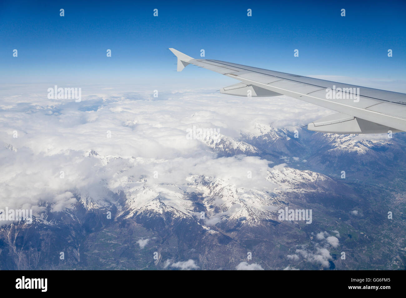 Die Alpen von einem kommerziellen Flug, Frankreich, Europa Stockfoto