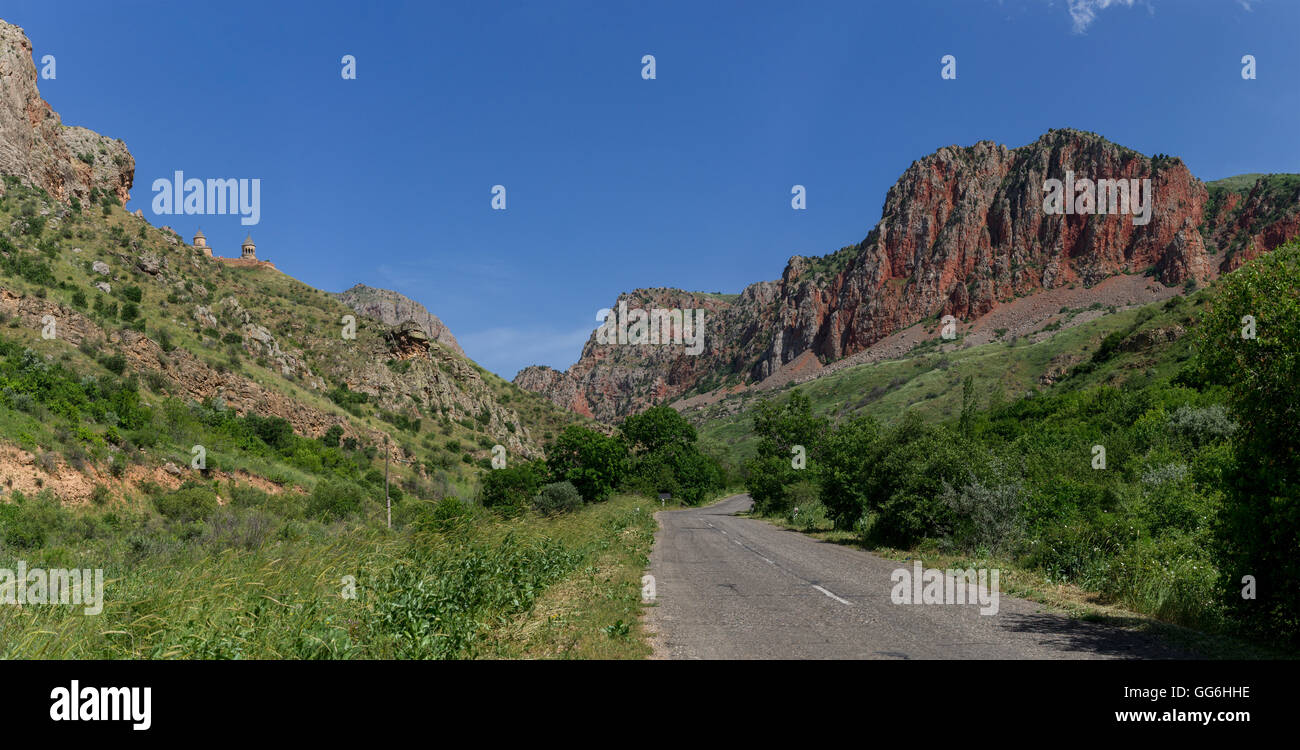 Panorama der Umgebung von Kloster Noravank in Armenien Stockfoto