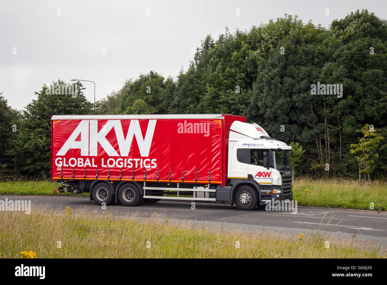 AKW, Global Logistics Fahrzeugauslieferung in Preston, Lancashire, UK Stockfoto