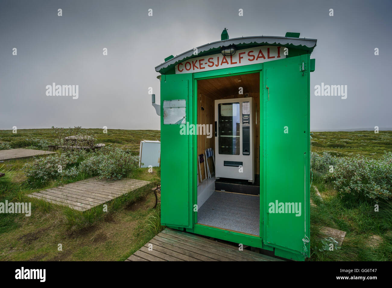 Alten Automaten, Heradssandur, Ost-Island Stockfoto