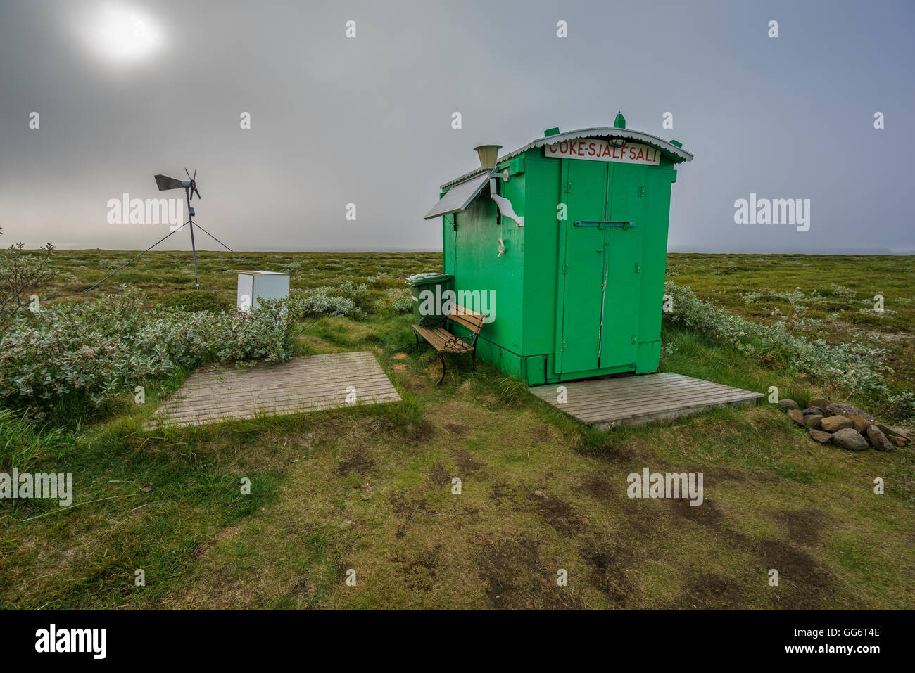 Alten Automaten, Heradssandur, Ost-Island Stockfoto