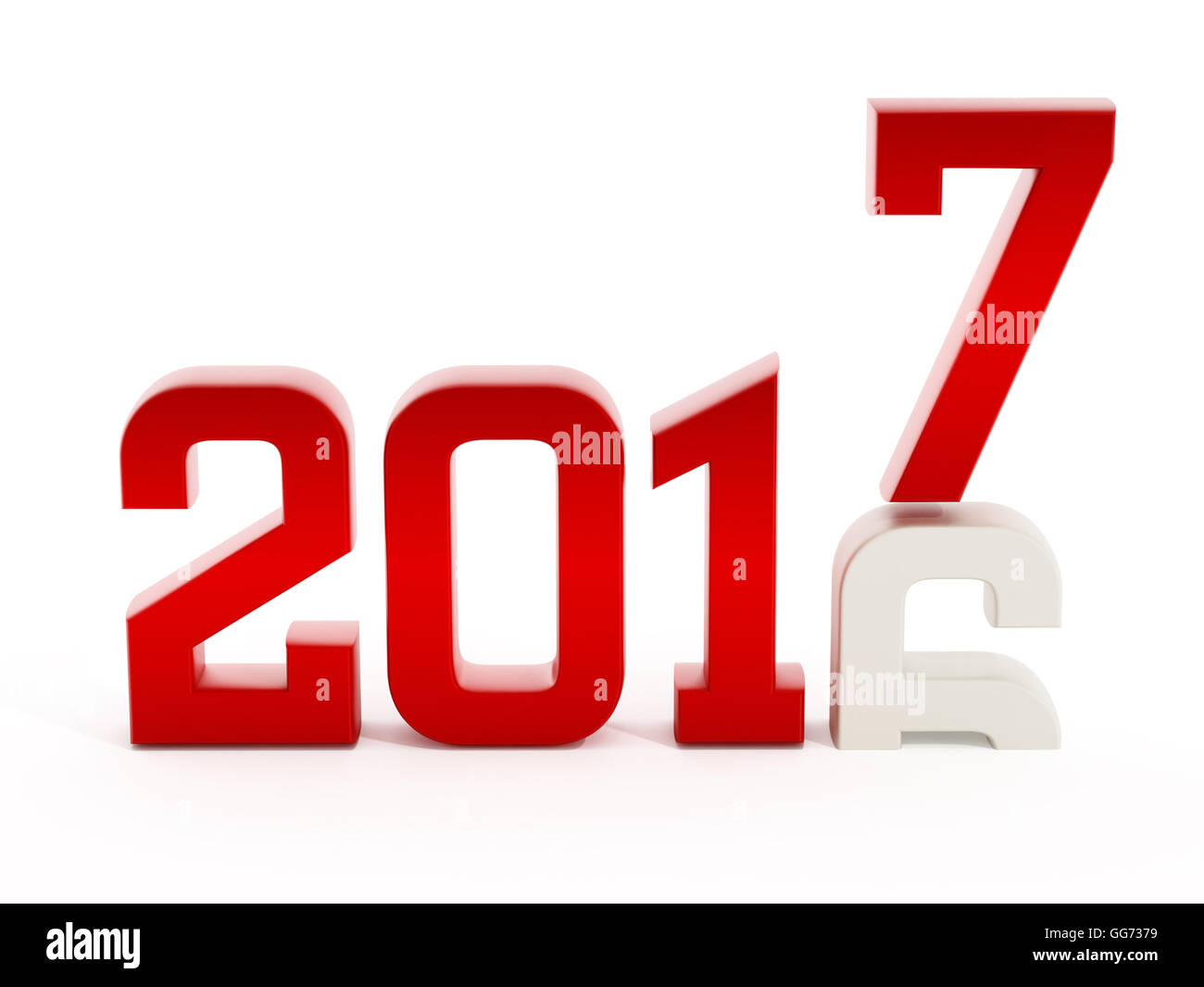 Rot-2017 Text ersetzt 2016. 3D illustration Stockfoto