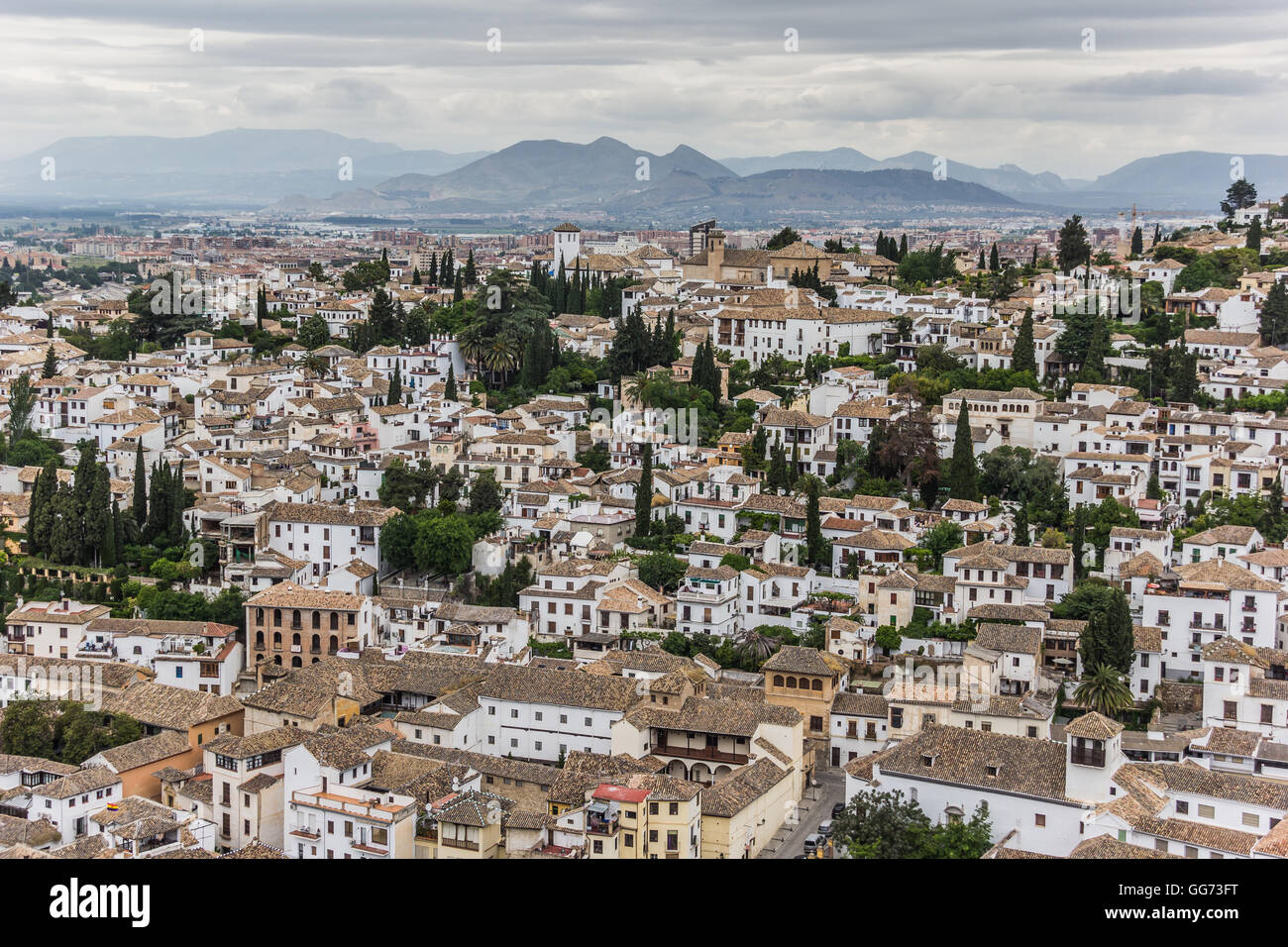 Blick auf die historische Stadt von Granada, Spanien Stockfoto