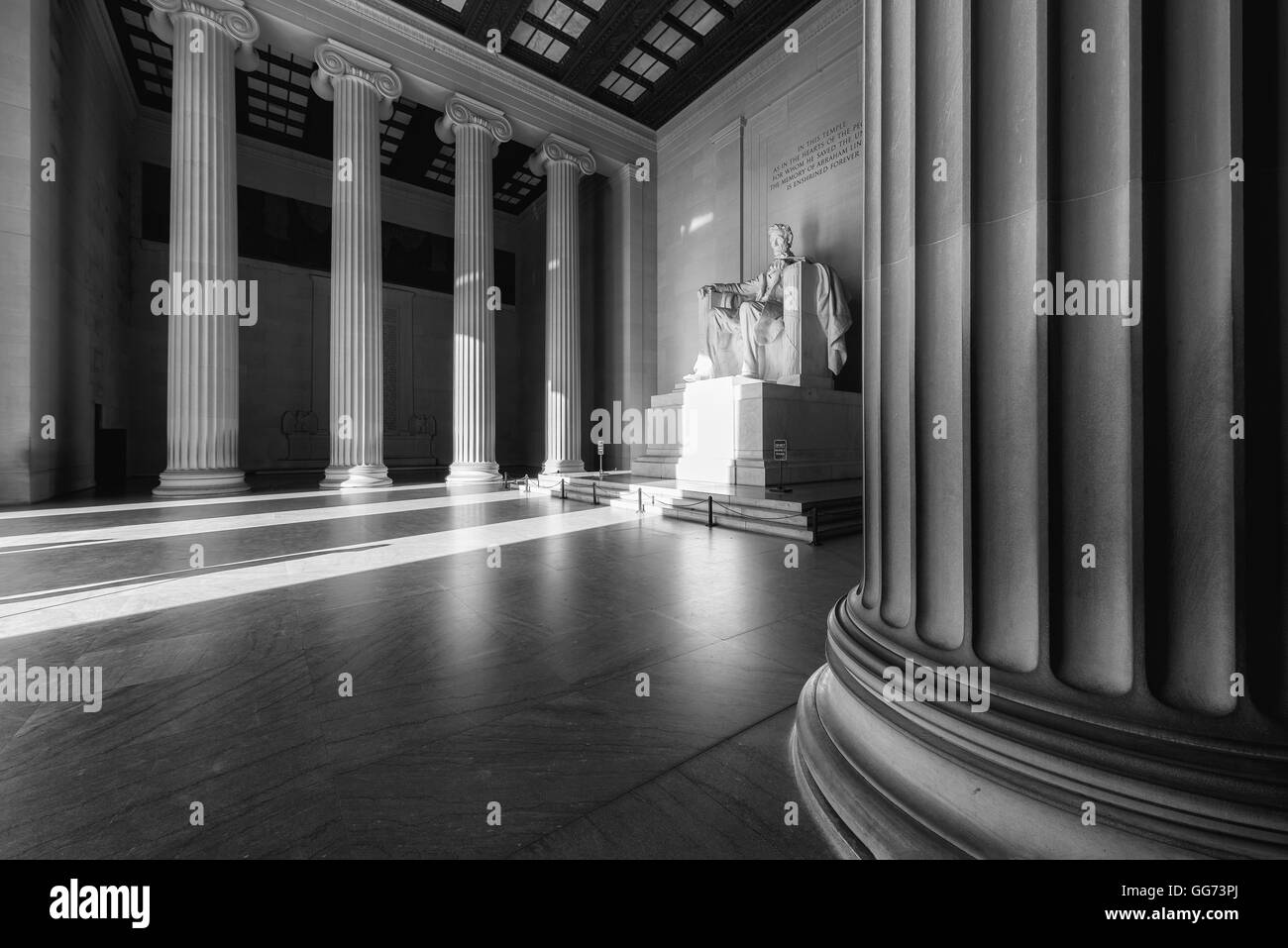 Abraham Lincoln Memorial bei Sonnenaufgang, Washington DC, USA. Stockfoto