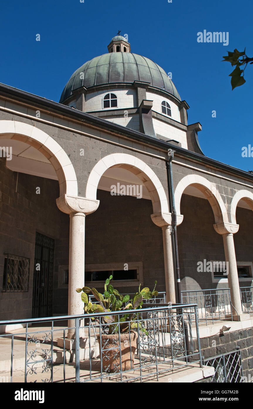 Israel: Die Kapelle auf dem Berg der Seligpreisungen, eine Römisch-katholische Kirche gebaut, wo Jesus geglaubt wird die Bergpredigt geliefert zu haben Stockfoto