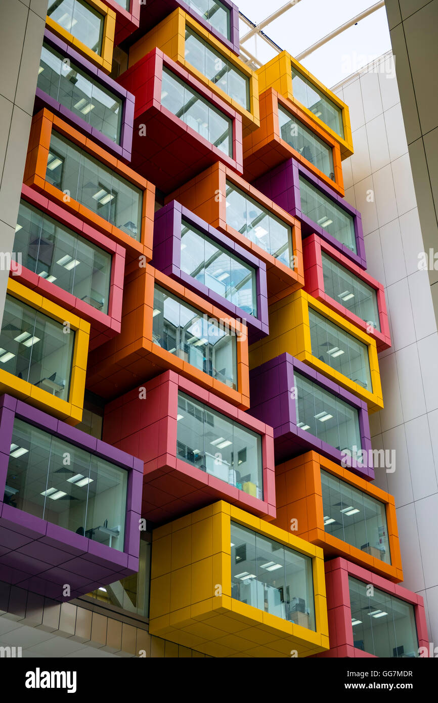 Innenansicht der neuen Queen Elizabeth University Hospital in Glasgow, Vereinigtes Königreich Stockfoto