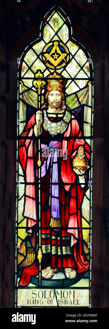 Salomon, König von Israel, alte Hunstanton Norfolk, Ende des 19. Jahrhunderts Glasfenster, Bibel Geschichte biblischen Charakter Stockfoto