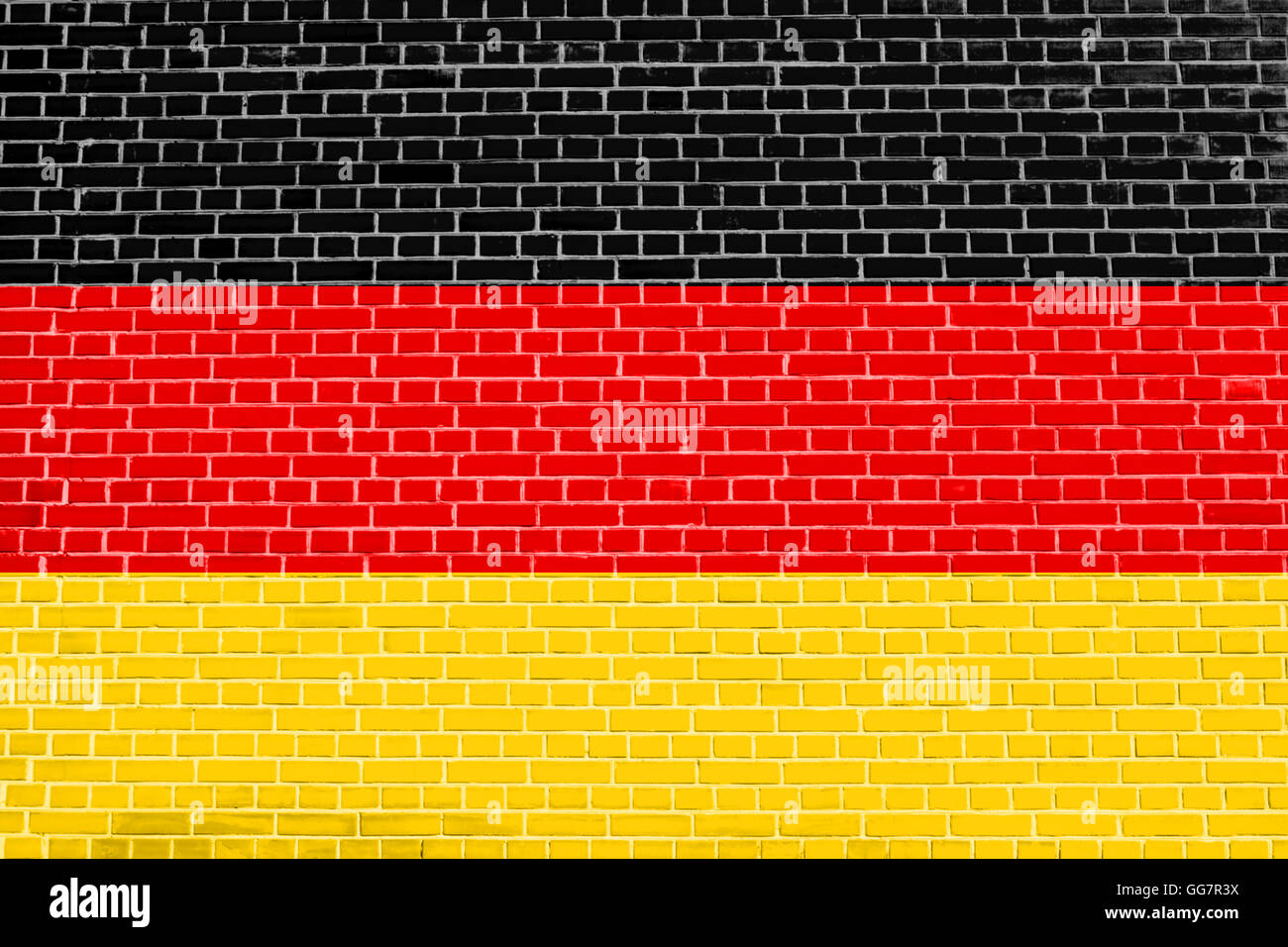 Flagge von Deutschland auf Ziegel Wand Textur Hintergrund. Deutschen Nationalflagge. Stockfoto Flagge von Deutschland auf Ziegel Wand Textur Hintergrund. Deutschen Nationalflagge. Stockfoto