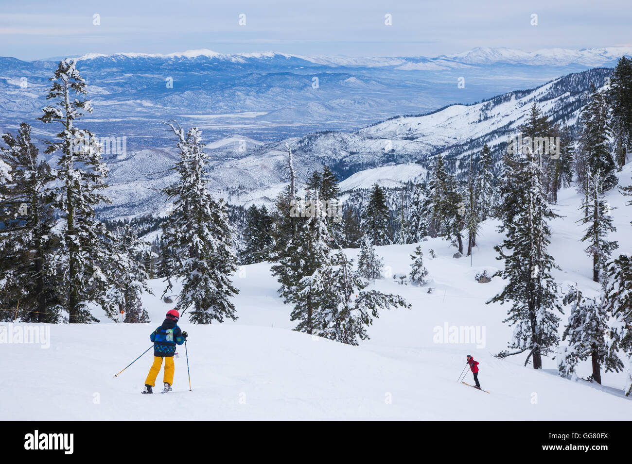Kinder Skifahren in Diamond Peak Ski Resort North Lake Tahoe Stockfoto