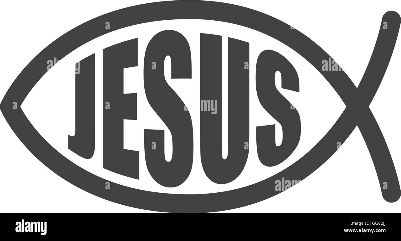 Jesus Christus-Word-Symbol Fische Stock Vektor