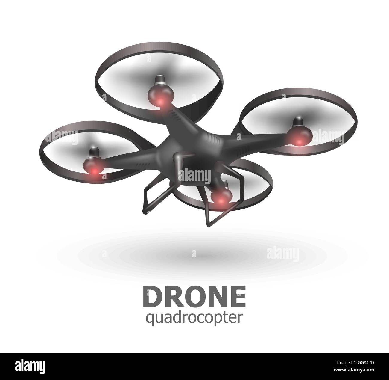 Realistische remote Luft Drone Quadrocopter fliegen auf weißem Hintergrund. Isomertic Ansicht. Vektor-illustration Stock Vektor