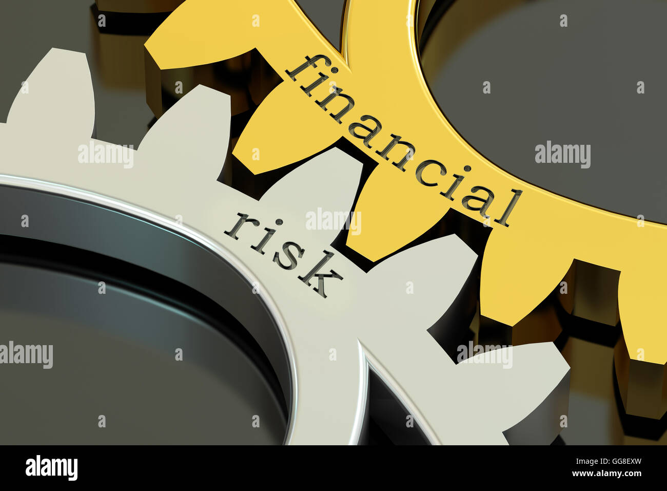 Finanzielle Risiko-Konzept auf die Zahnräder, 3D rendering Stockfoto