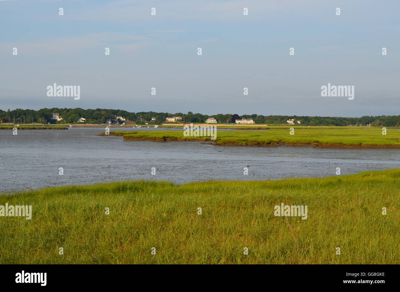 Scenic Duxbury Bay in Massachusetts mit Sumpfgras Stockfotografie Alamy
