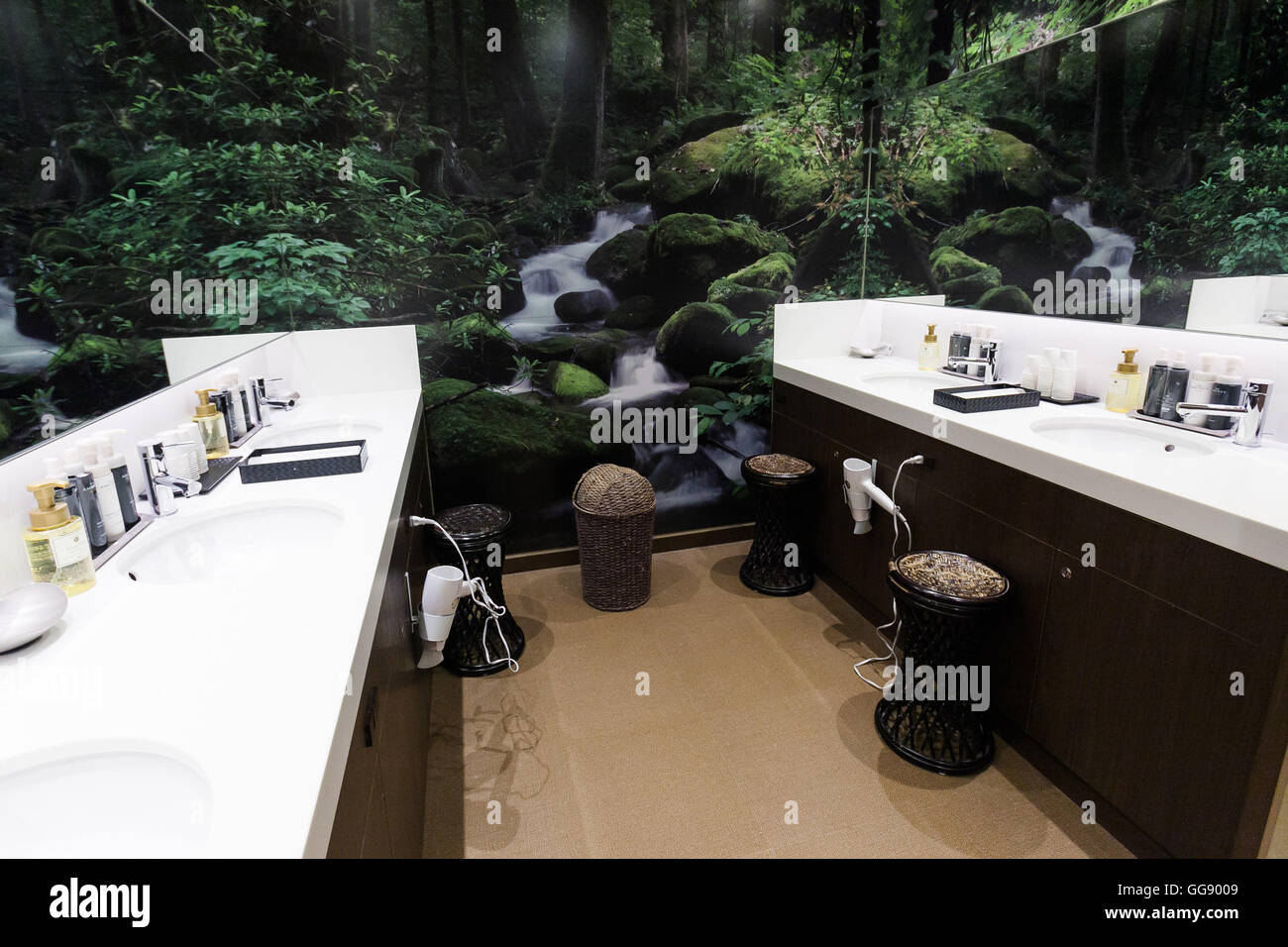 AnShin Oyado Kapsel Luxushotel befindet sich innerhalb von 3 Minuten von der geschäftigen Shinjuku Station am 7. August 2016, Tokio, Japan. Die neue Interpretation der traditionellen japanischen Kapselhotel bietet größere Kapseln, kostenlose künstliche Thermalquellen & Nebel Sauna, Internetcafé und Wi-Fi. Dieses Hotel ist nur männlich und beginnen die Preise bei 5480 Yen (54USD). Jedes der 256 Kapseln des Hotels ist mit Brandmelde-, Klimaanlage, Tablet-Computer und Flachbild-TV ausgestattet. Öffentliche Bereiche wie das Thermalbad, Waschsalon, Kleidung, Shop, Snack und Getränke Automaten sind 24 Stunden geöffnet. Die Website des Hotels ist in Chine Stockfoto