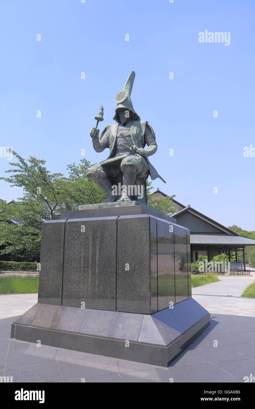 Statur des japanischen Samurai Kiyomasa Kato in Nagoya Japan. Stockfoto