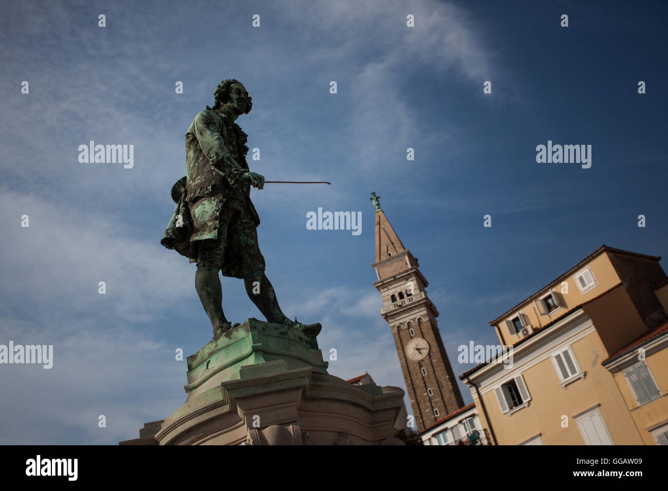 Piran Tartini-Platz, Slowenien Stockfoto