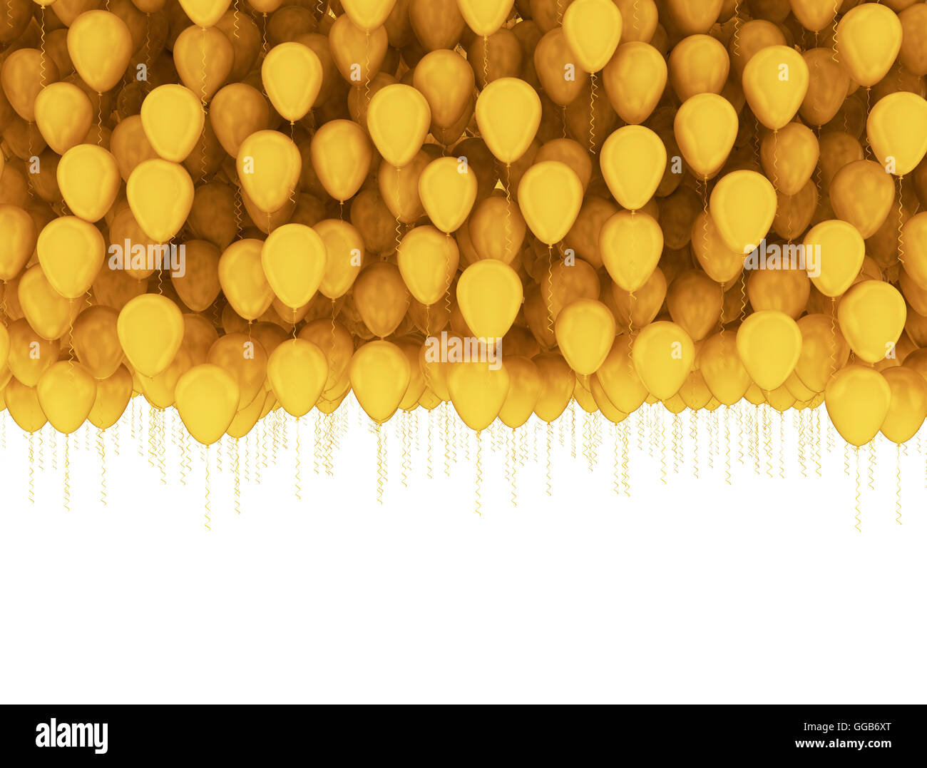 Orange Party Luftballons isoliert auf weißem Hintergrund Stockfoto