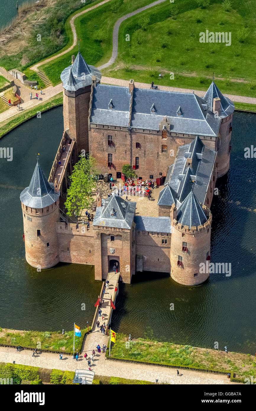 Luftaufnahme, Muiderslot (Muider Schloss), Waterschloss und Museum, Muiden, Nord-Holland, Niederlande, Europa, Luftbild, Stockfoto