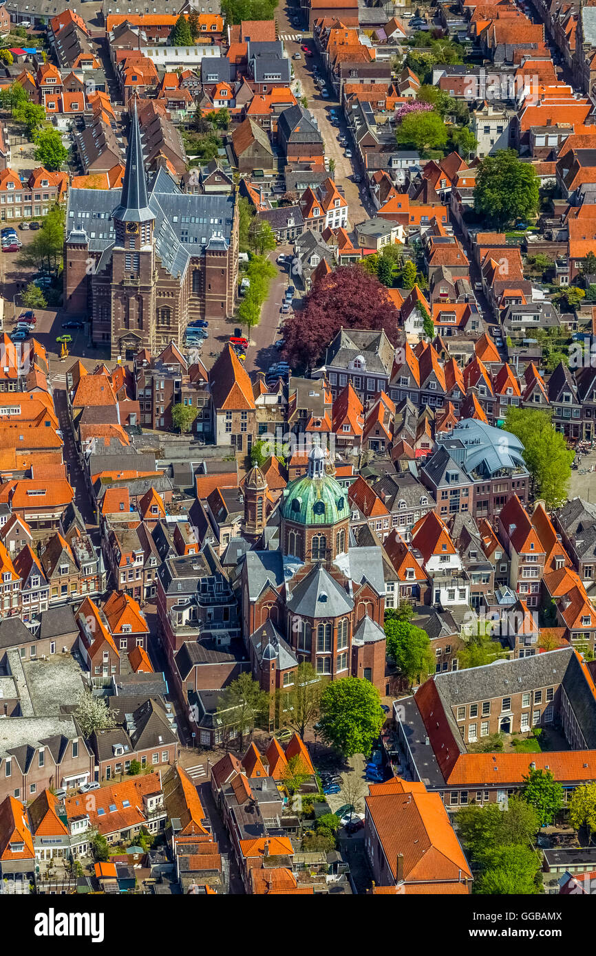 Luftaufnahme, Hoorn am Markermeer, Binnengewässer, Hoorn, Nord-Holland, Niederlande, Europa, Luftaufnahme, Vögel-Augen-Blick Stockfoto