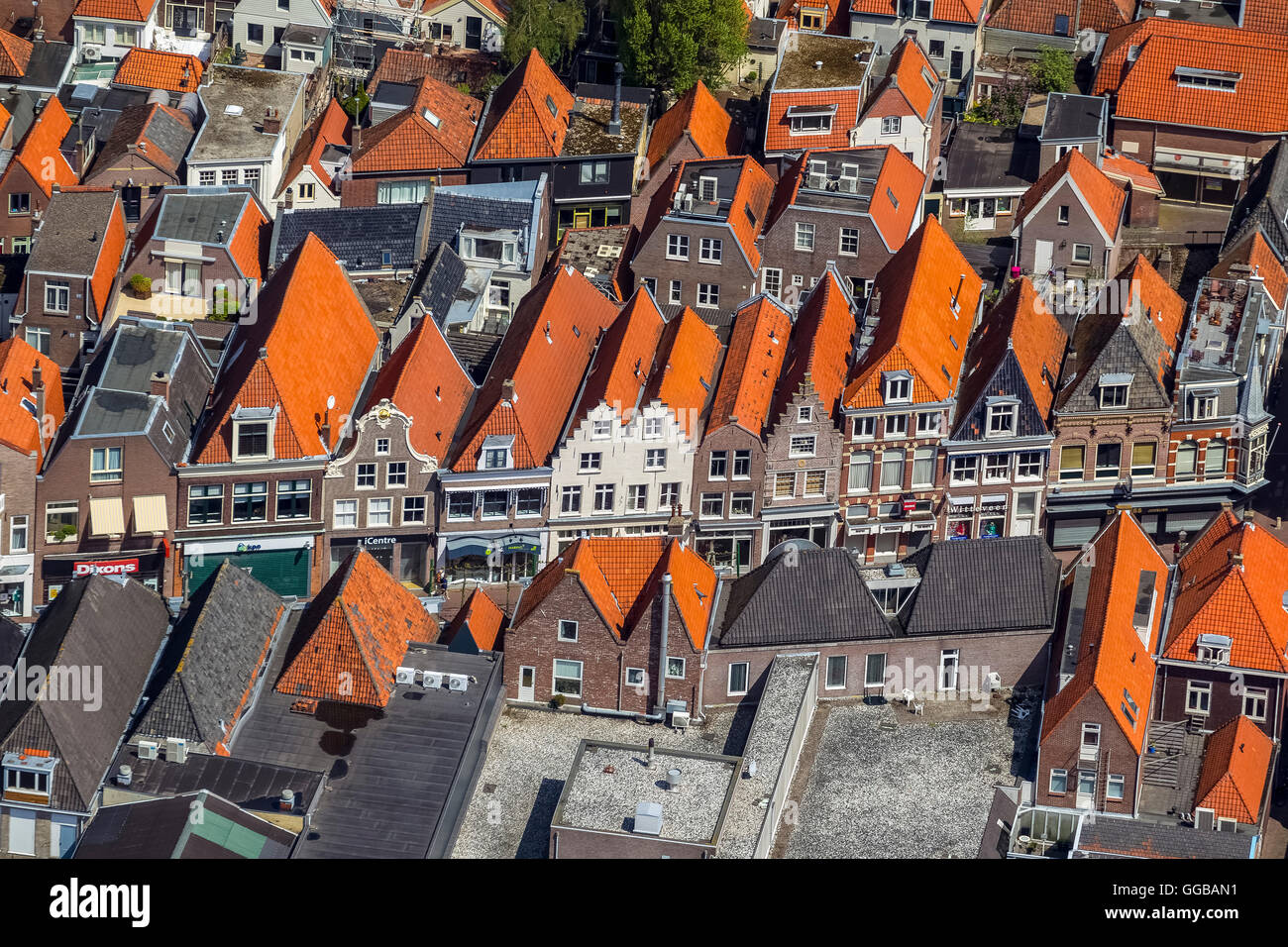 Luftaufnahme, Hoorn am Markermeer, Binnengewässer, Hoorn, Nord-Holland, Niederlande, Europa, Luftaufnahme, Vögel-Augen-Blick Stockfoto