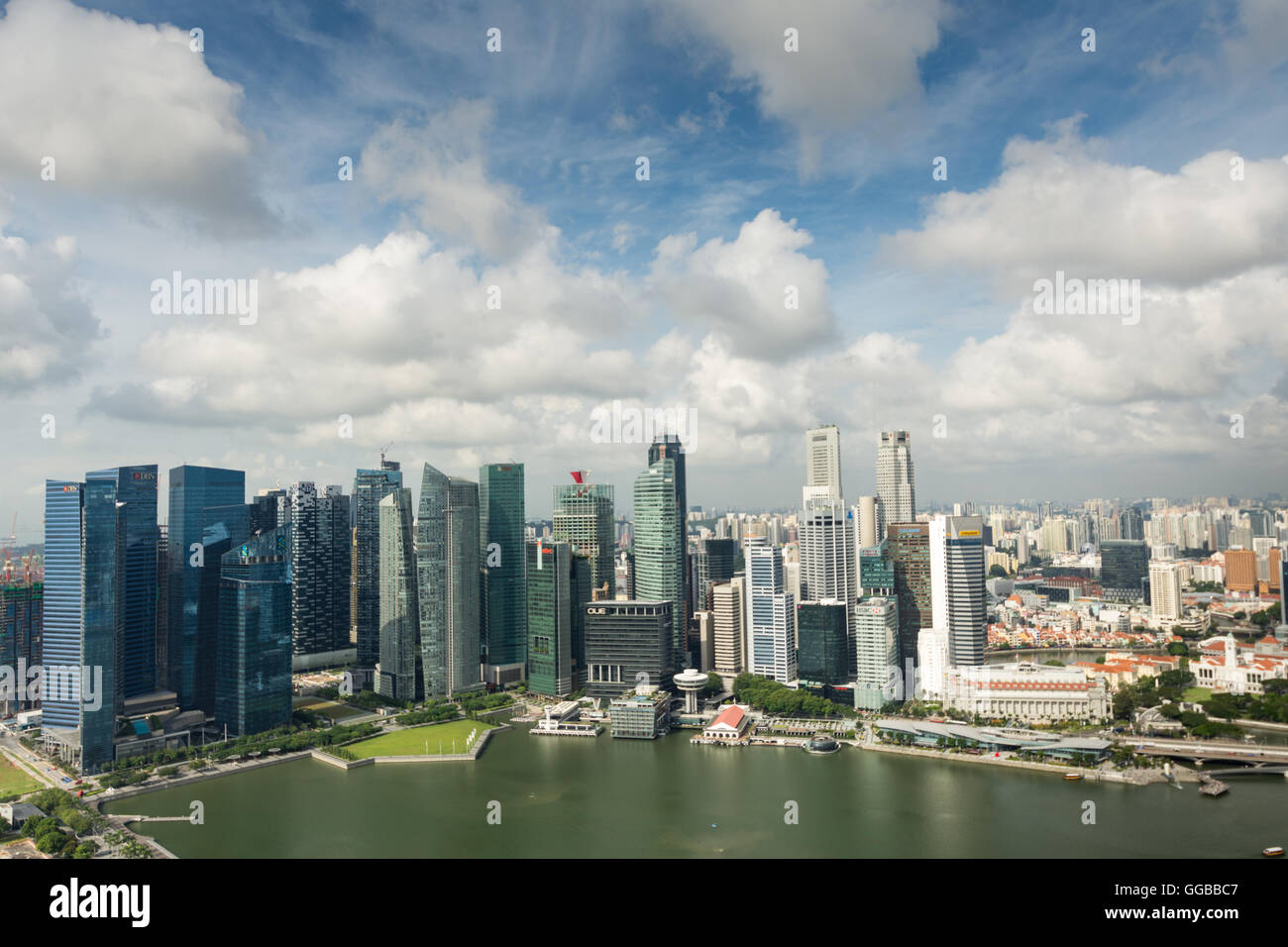 Skyline von Singapur und Blick auf die Marina Bay 2016 Stockfoto