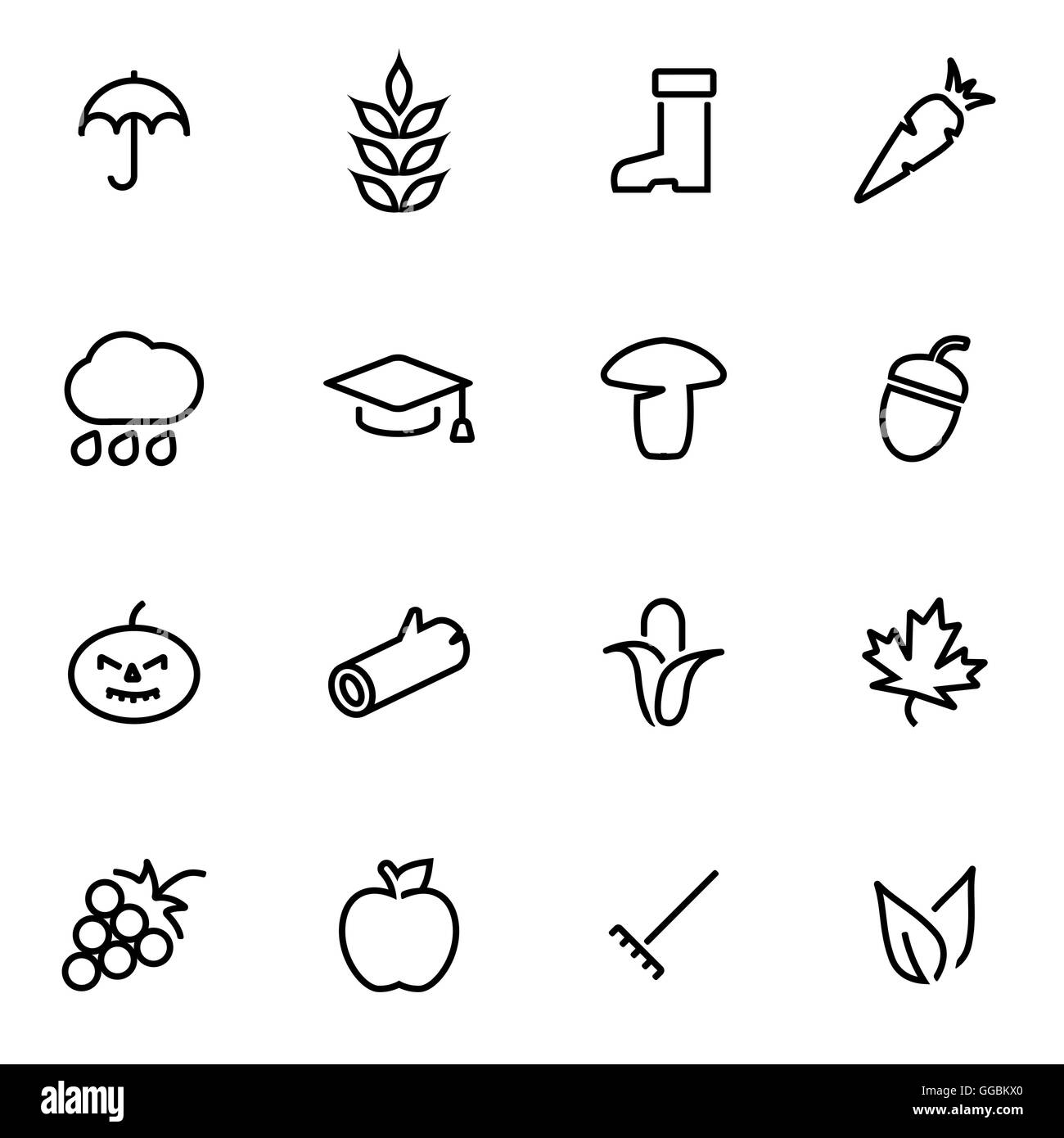 Vektor-Linie-Herbst-Icon-set Stock Vektor