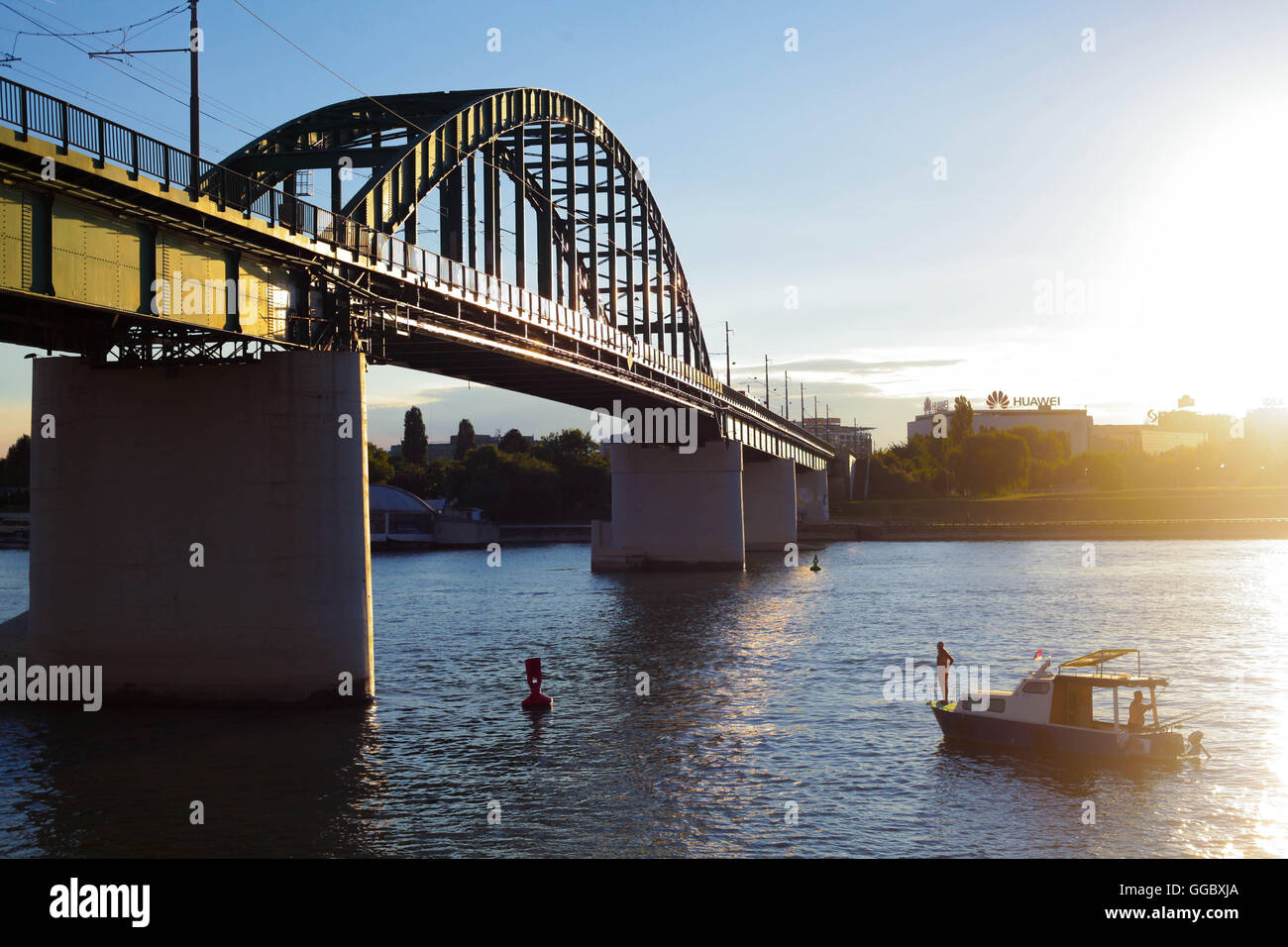 Brücke über den Fluss Sava Stockfoto