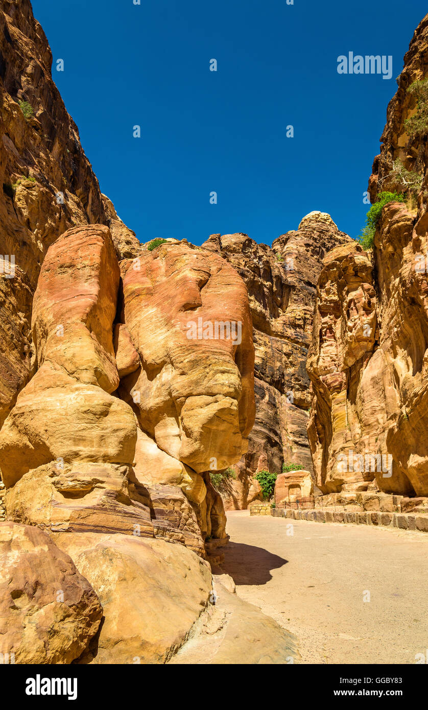 Der Elefant geformte Felsen in Petra Stockfoto
