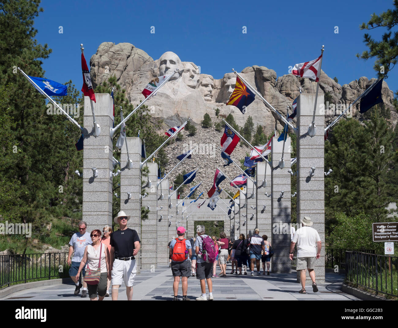 Mount Rushmore National Memorial, South Dakota, USA, Avenue des Flags Stockfoto