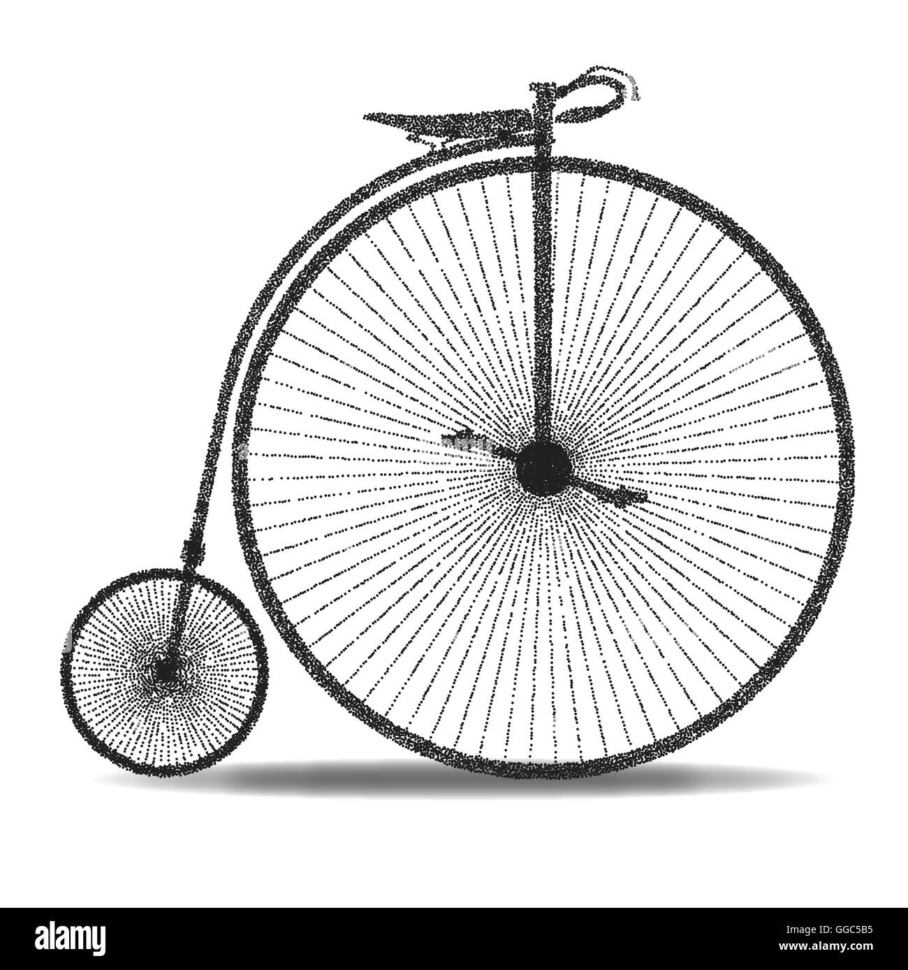 Ein typisches Penny Farthing Fahrrad auf einem weißen Hintergrund. Stock Vektor
