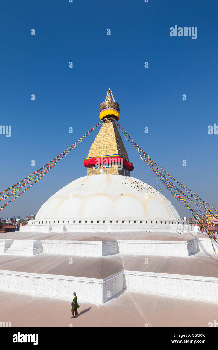 Die berühmte buddhistische Stupa in Boudhanath, Kathmandu, Nepal Stockfoto