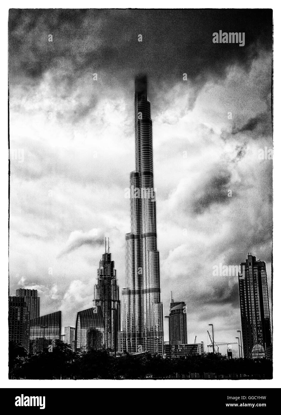 Burj Khalifa in Wolken Stockfoto