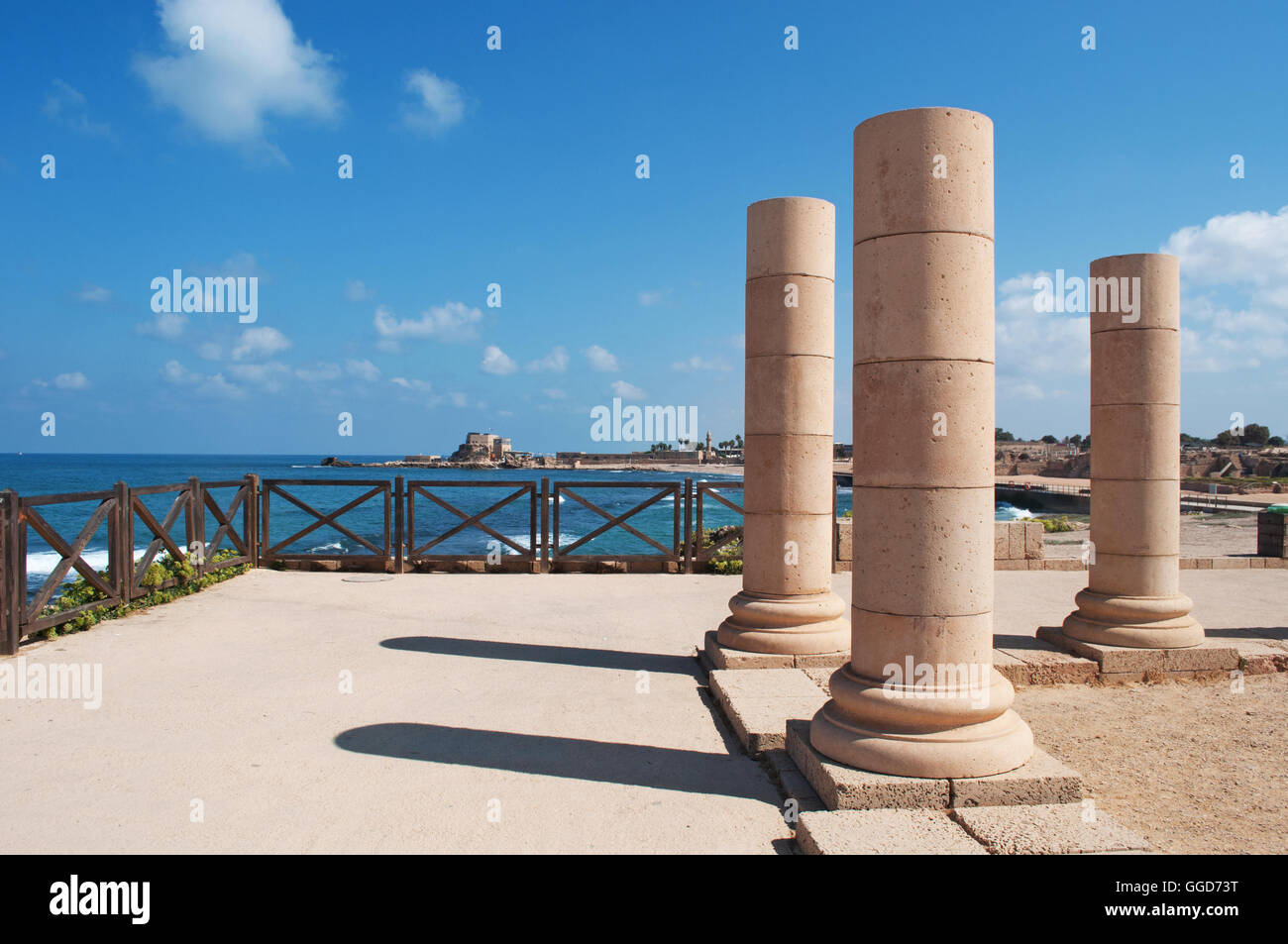 Israel, Naher Osten: Die Caesarea National Park, Heimat der Hellenistischen, römischen und Byzantinischen archäologische Funde der Stadt gebaut von Herodes Stockfoto