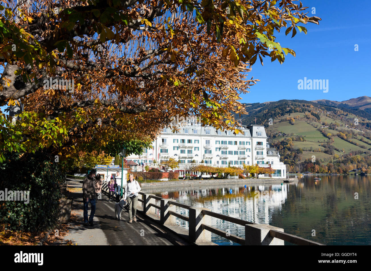 Zell am See: Zeller See sehen, Grand Hotel, Austria, Salzburg, Pinzgau Stockfoto